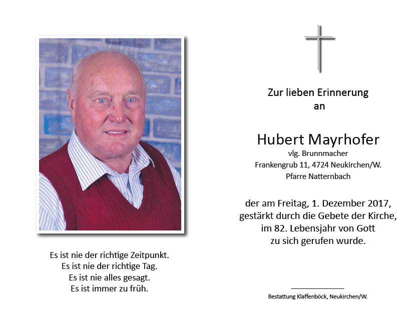 Hubert  Mayrhofer vlg. Brunmacher