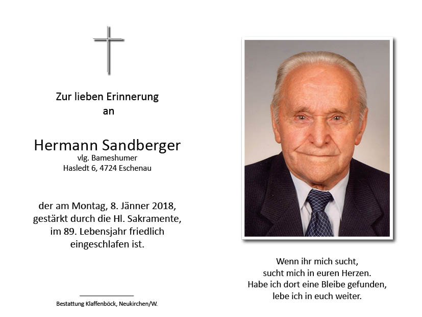Hermann  Sandberger, vlg. Bameshumer