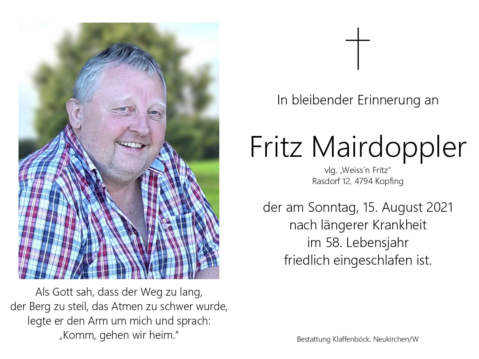 Fritz  Mairdoppler vlg. Weiss`n Fritz